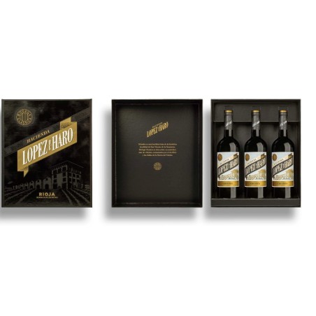 Estuche Hacienda López de Haro crianza 2014, 3 Bot.